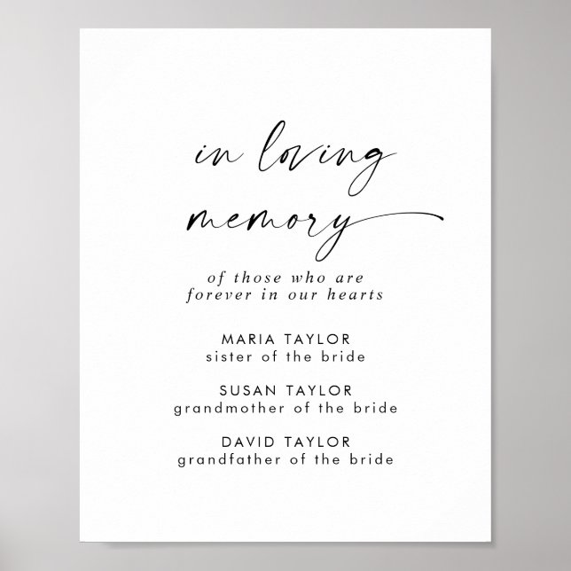 Poster Moderne écriture en mémoire de mariage mémorial (Devant)