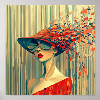 Poster Moderne élégant Arc-en-ciel Abstraite belle femme