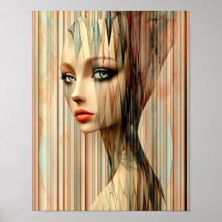 Poster Moderne élégant Arc-en-ciel Abstraite belle femme