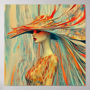Poster Moderne élégant Arc-en-ciel Abstraite belle femme