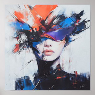 Poster Moderne élégant Arc-en-ciel Abstraite belle femme