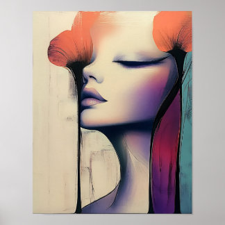 Poster Moderne élégant Arc-en-ciel Abstraite belle femme