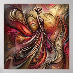 Poster Moderne élégant Arc-en-ciel Abstraite belle femme