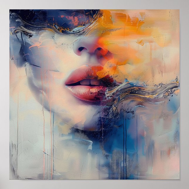 Poster Moderne élégant Arc-en-ciel Abstraite belle femme (Devant)