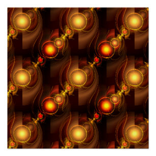 Poster Moderne Élégant Bohème Doré Motif d'Art Abstrait #