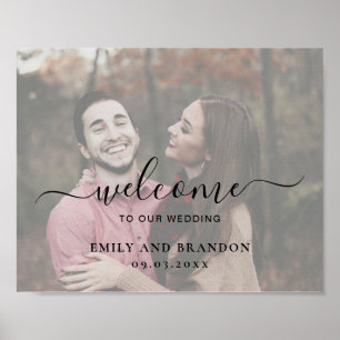 Poster Moderne Élégant Simple Photo Bienvenue Mariage