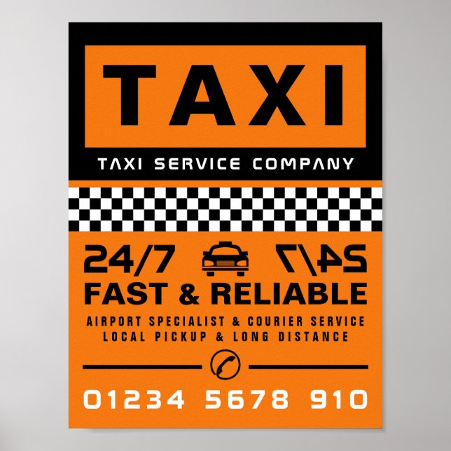Poster Moderne et tendance, Taxi Cabine firme publicité (Devant)