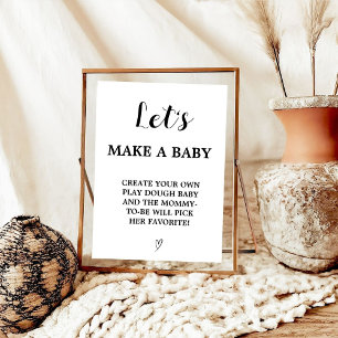 Poster Moderne faisons un Baby shower bébé signe de jeu
