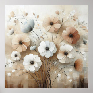 Poster moderne Fleurs Beiges 25