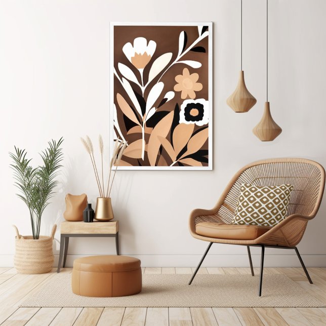 Poster Moderne Florale Du Milieu Du Siècle (Unleash your inner art enthusiast with Wild on Flowers gallery quality Giclee print artwork poster. )