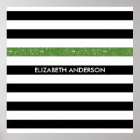 Moderne Grilles Noires FAUX Vert Glitz et nom