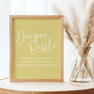 Poster Moderne Jaune Oh Bébé Simple Bébé Déchets Raffle