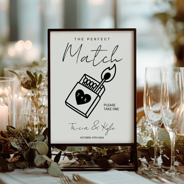 Poster Moderne Le Parfait Match Minimal Wedding Favor (Modern The Perfect Match Minimal Wedding Favor Poster)