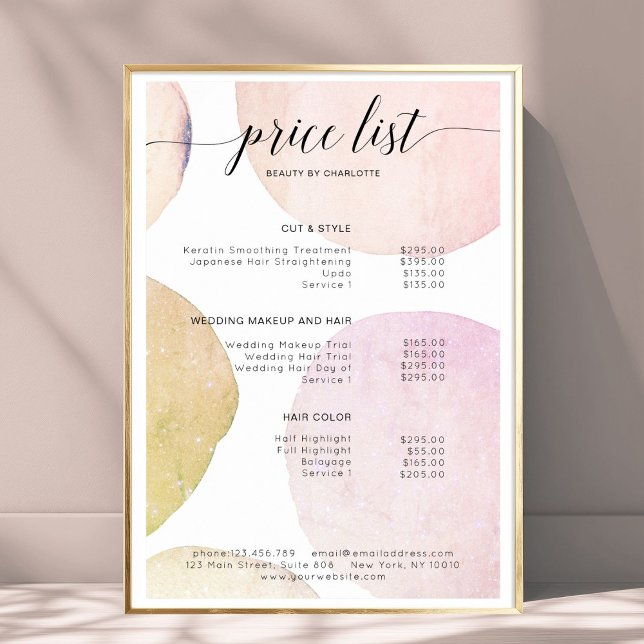Poster moderne, liste de prix (Modern, price list Poster)