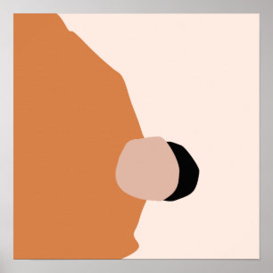 Poster Moderne minimaliste géométrique abstrait rose brun