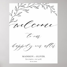 Poster Moderne minimaliste Laurel Branche Mariage Bienven