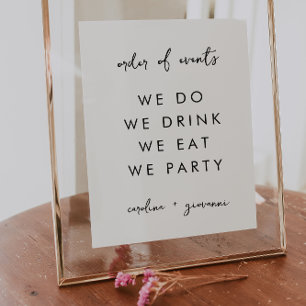 Poster Moderne Minimaliste Mariage Bienvenue Monogramme