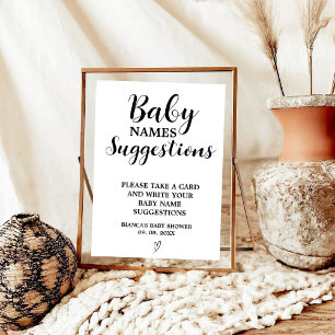 Poster moderne minimaliste noms de bébé suggestions jeu s