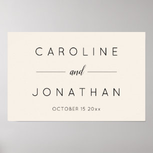 Poster Moderne Minimaliste Script Ivoire Mariage Personna