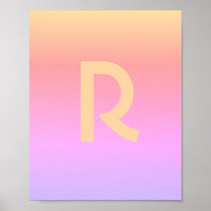Poster Moderne Monogramme rose Lilac Peach