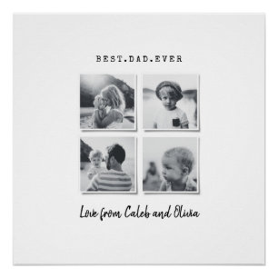 Poster Moderne multi-photo cadeau papa élégant noir blanc