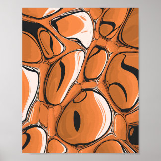 Poster Moderne Orange Abstrait Bubble Art Design