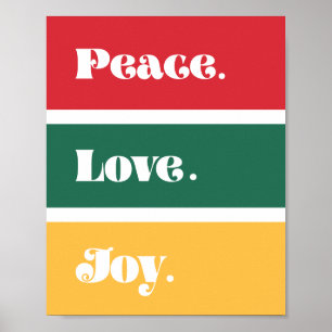 Poster Moderne Paix Amour Joie Noël