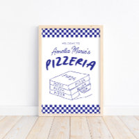 Moderne Retro Bleu Italien Pizzeria Pizza Party