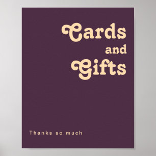 Poster Moderne Rétro Panneau de Cartes et Cadeaux Viole