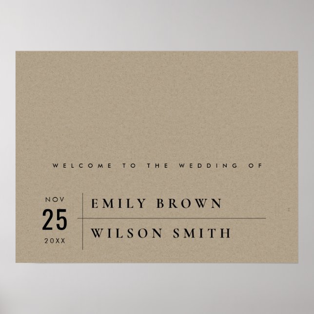 POSTER MODERNE RUSTIQUE TYPOGRAPHIE KRAFT ACCUEIL MARIAGE (Devant)