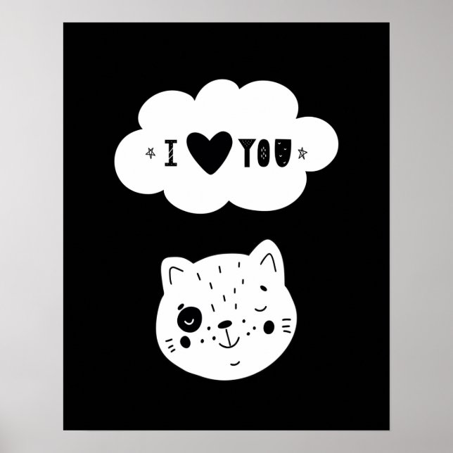 Poster Moderne scandi  kitten love you  nurserie (Devant)