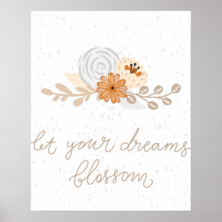 Poster Moderne scandi mignon laissez vos rêves s'épanouir