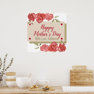 Poster Moderne Simple Élégant Chic Fleurs rouges Fête des