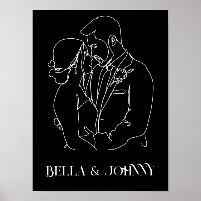 Poster Moderne Simple Line Art noir et blanc, chic boho (Devant)