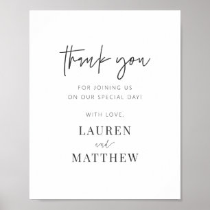 Poster Moderne Simple minimaliste chic Mariage Merci