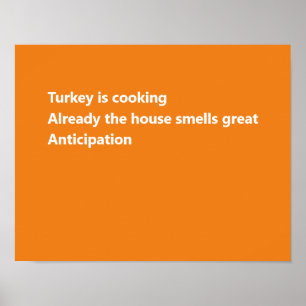 Poster Moderne Thanksgiving Haiku Poem Minimal Orange
