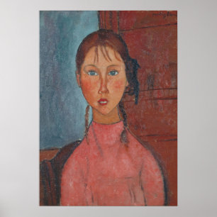 Poster Modigliani fille avec tresses Art moderne Imprimer