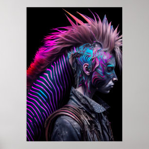 Poster Mohawk d'oiseaux roses - Weirdcore Rainbow