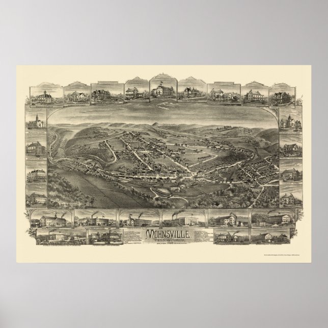 Poster Mohnsville, PA Carte panoramique - 1898 (Devant)