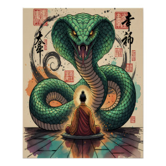Poster Moine et Serpent