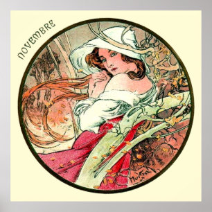 Poster Mois d'Alphonse Mucha de novembre