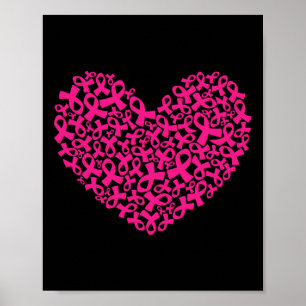 Poster Mois de la sensibilisation au cancer Ruban Coeur F