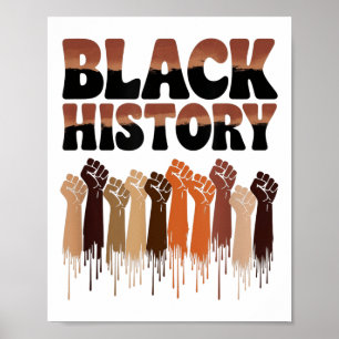 Poster Mois de l'histoire des Noirs Mains Symbole Afro Mo