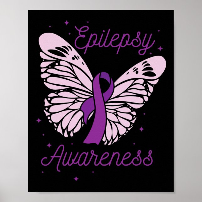 Poster Mois de sensibilisation à l'épilepsie Purple Ribbo (Devant)