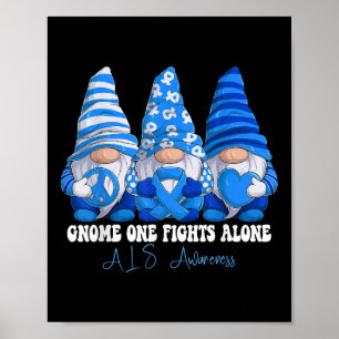 Poster Mois de sensibilisation Als Bleu Ruban Gnomes Sout