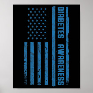Poster Mois de sensibilisation au diabète Drapeau Vintage