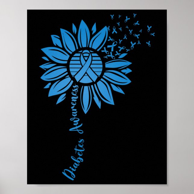 Poster Mois de sensibilisation au diabète Tournesol bleu  (Devant)