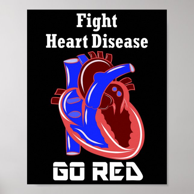 Poster Mois Du Coeur Aller Rouge Pour La Sensibilisation  (Devant)