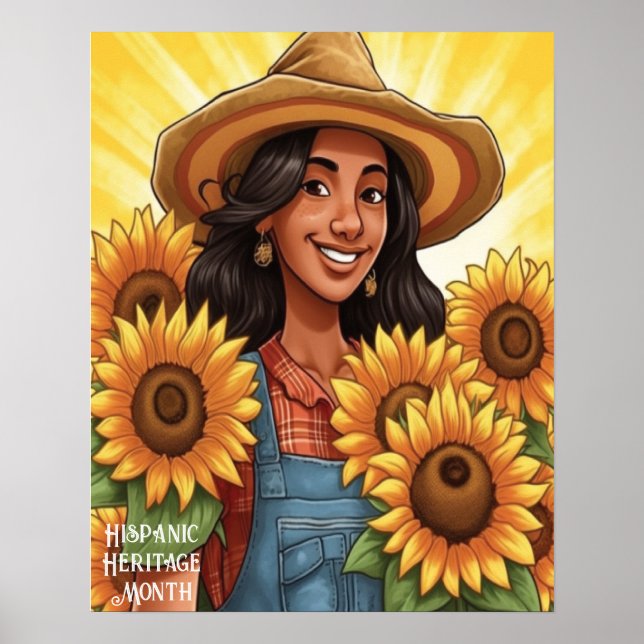 Poster Mois du patrimoine hispanique tournesol fille femm (Devant)