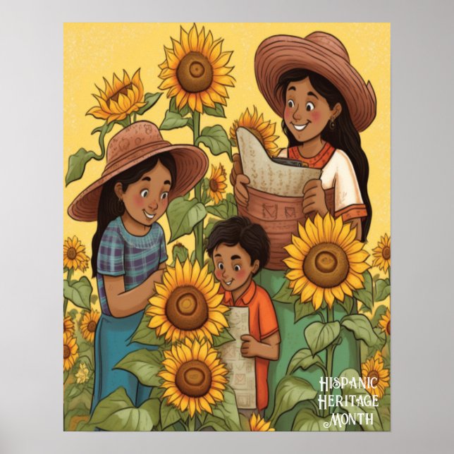 Poster Mois du patrimoine hispanique tournesols Famille M (Devant)